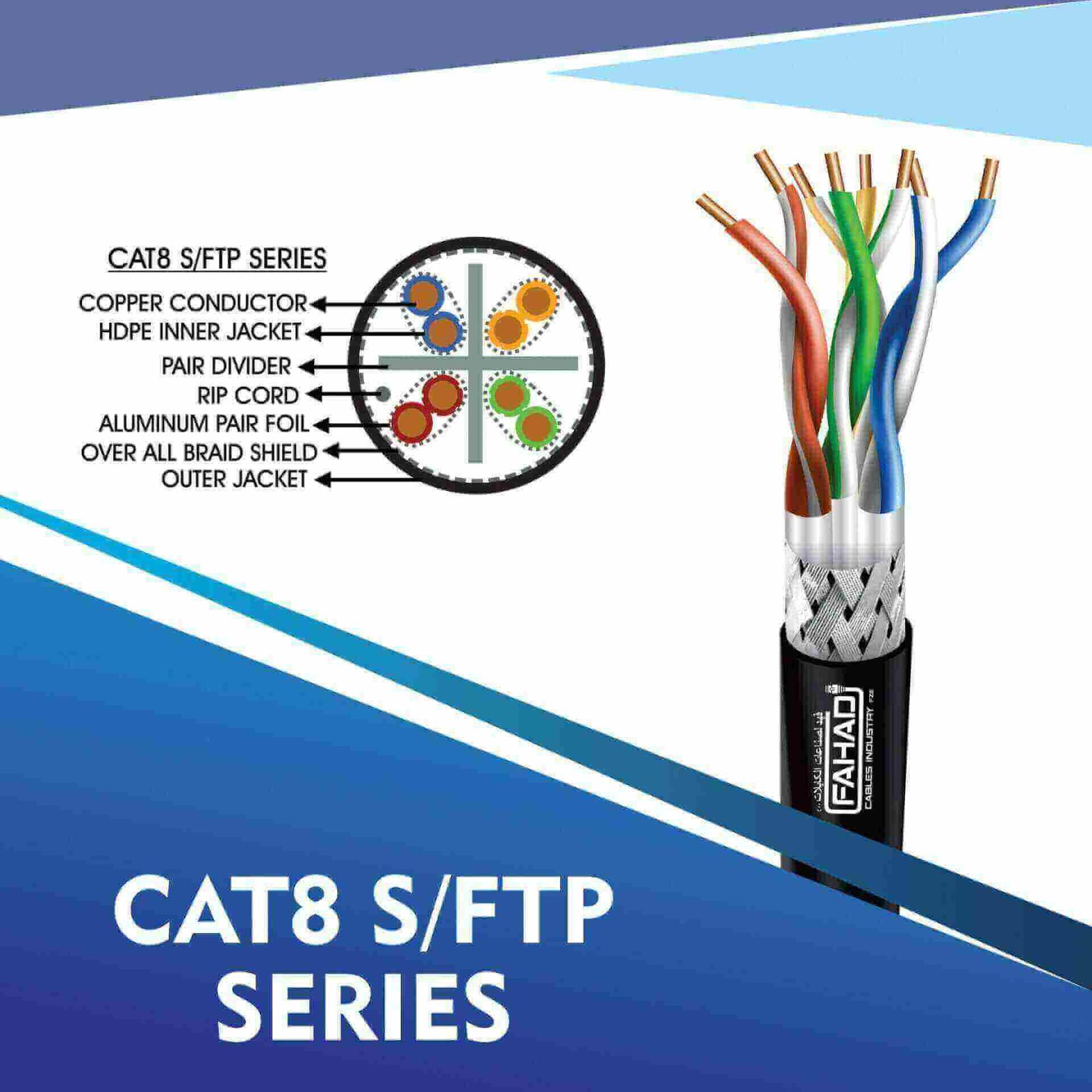 Exploring the Advanced World of Ethernet Cables: A Deep Dive into Cat6, Cat6a, and Cat7 23AWG S/FTP Ethernet Cables by Fahad Cables Industry FZE 1 cat6 cat6a cat7 23awg sftp ethernet cable cat8 network cable 23awg 4 Twisted pair S-FTP 305m